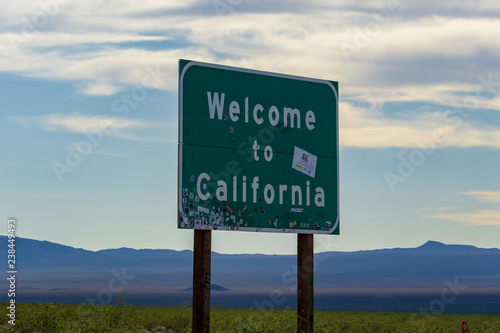Welcome to California state line road highway sign  © Paul