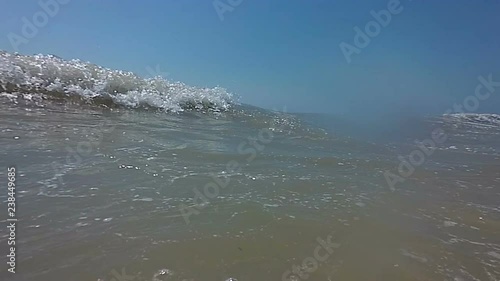 Rough Sea Loop. A loop of big waves in an agitated ocean. Camera goes underwater several times. Slow motion. Video from action camera.