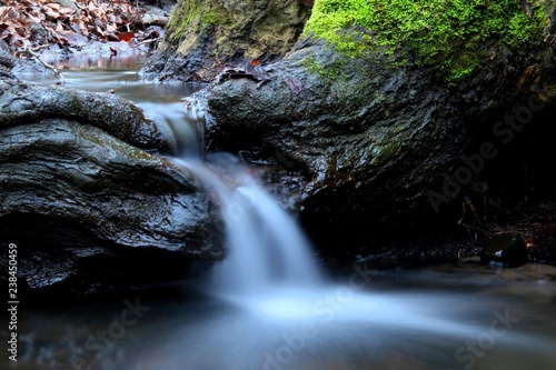 Obraz na płótnie kleiner Wasserfall im Wald w salonie