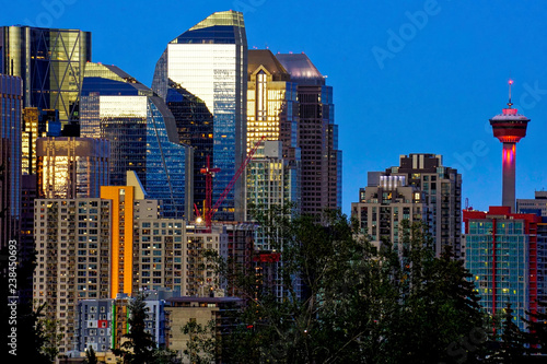 Calgary skyline at twilight