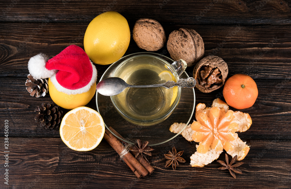 New Year's fruit tea and fruit from the top New Year's fruit tea and fruit from the top