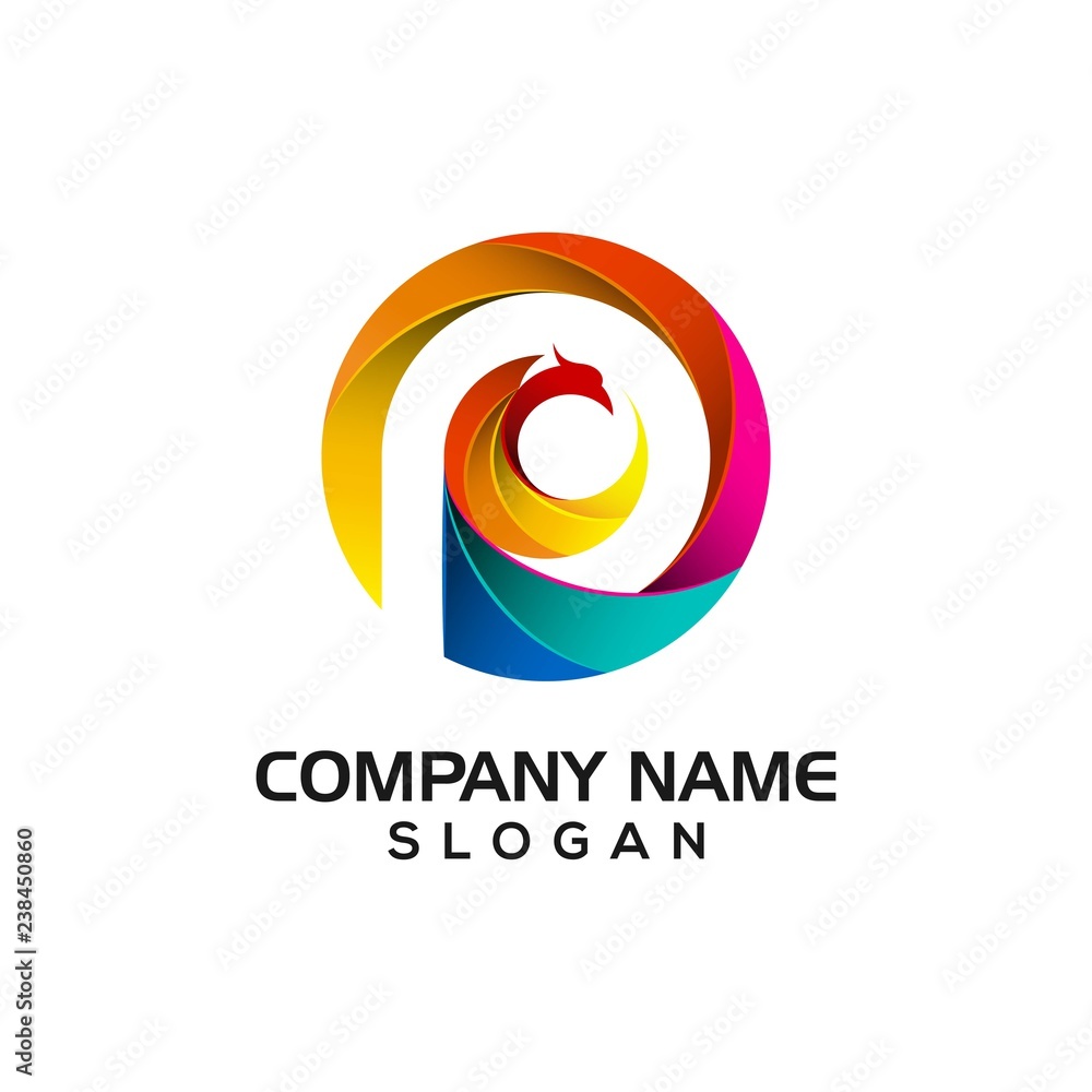 Fototapeta premium Modern Phoenix for technology logo Icon template