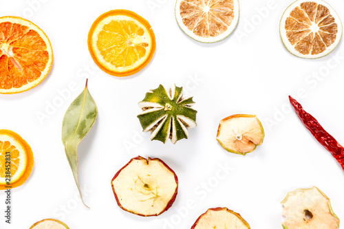 Dried fruits isolated on white background