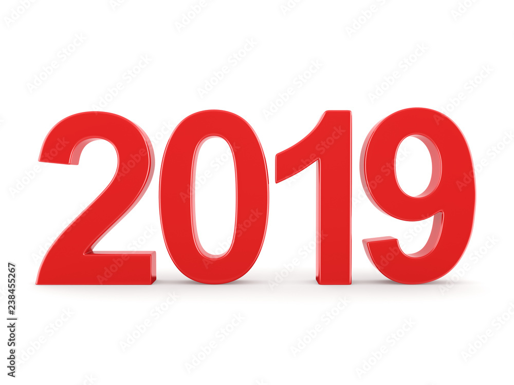 3D rendering 2019 New Year red digits 3D rendering 2019 New Year red digits
