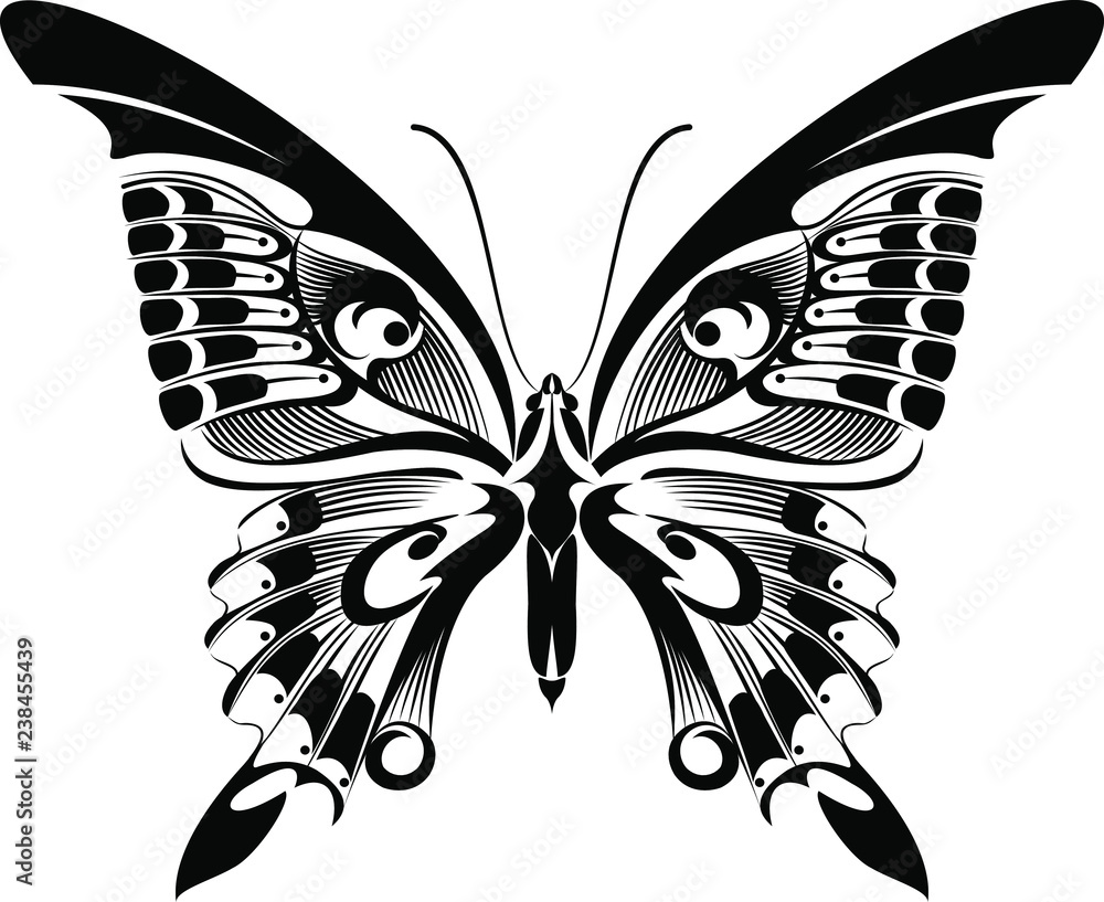 machaon butterfly vector art stencil for tattoo or t shirt print stock vector adobe stock