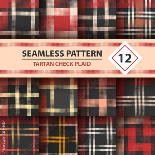 Classic tartan, Merry Christmas seamless patterns