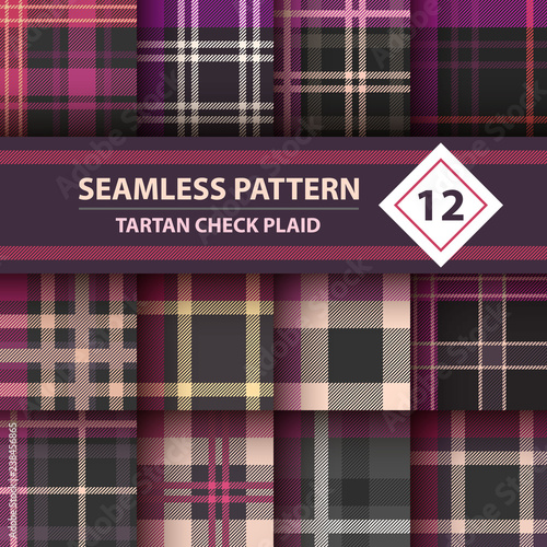 Classic tartan, Merry Christmas seamless patterns