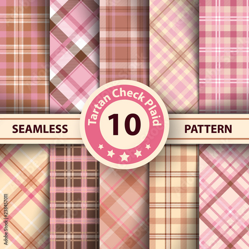 Classic tartan, Merry Christmas check plaid seamless patterns.