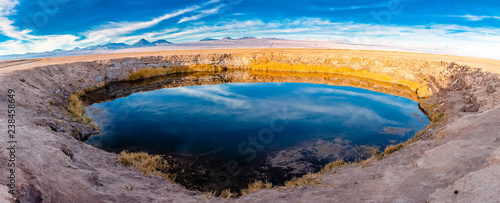 Panorama Ojos del Salar Lagoon, Salar de Atacama, San Pedro de Atacama, Antofagasta Region, Chile
