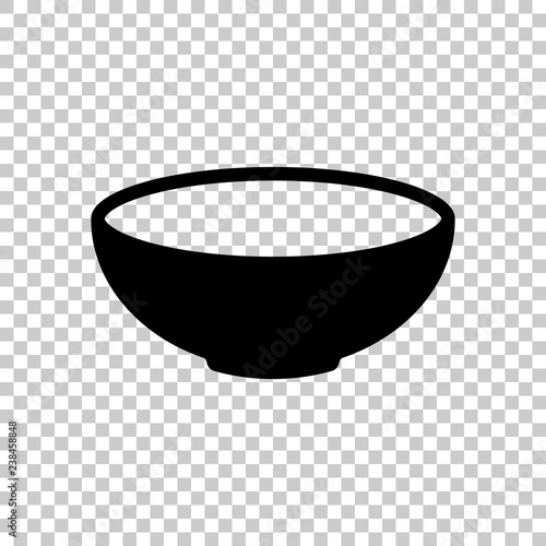 Empty bowl icon. Sign of kitchen. Black symbol on transparent ba photo