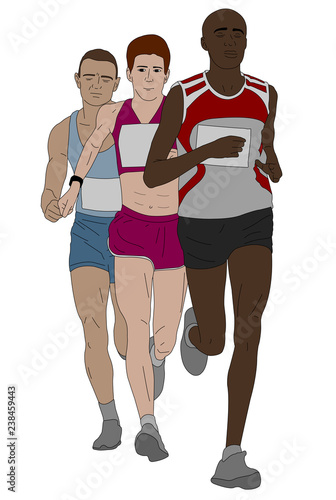 group of marathon runners illustration