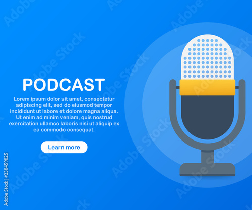 Podcast icon, vector symbol in flat isometric style isolated on color background. Vector illustration.