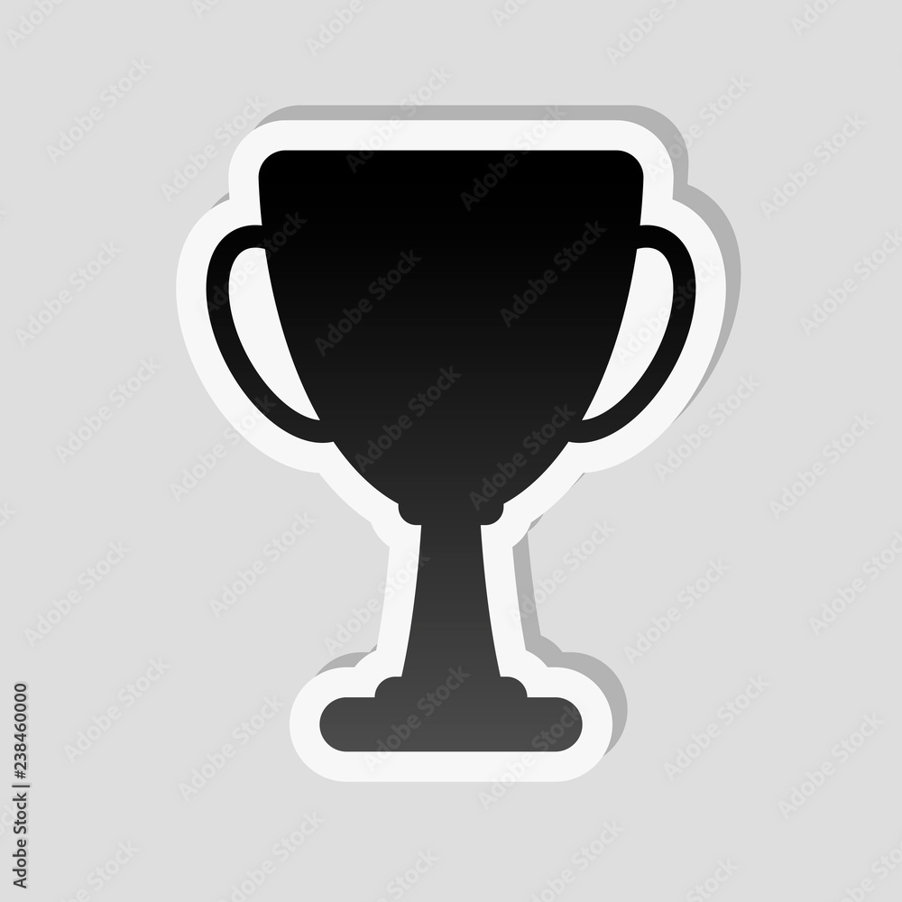Silhouette of champions cup. Simple icon. Sticker style with whi Silhouette of champions cup. Simple icon. Sticker style with whi