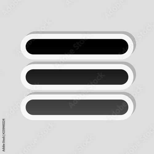 Hamburger menu. Web icon. Sticker style with white border and si