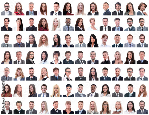 portraits of successful employees isolated on a white