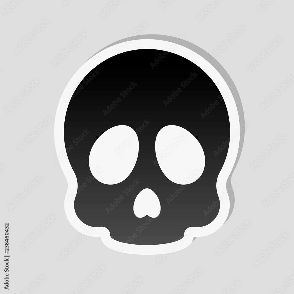 Simple skull icon. Sticker style with white border and simple sh Simple skull icon. Sticker style with white border and simple sh