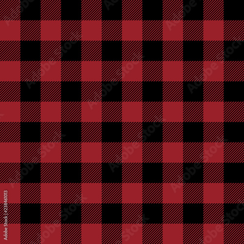 Red and Black Buffalo Plaid Seamless Pattern - Classic buffalo style plaid design