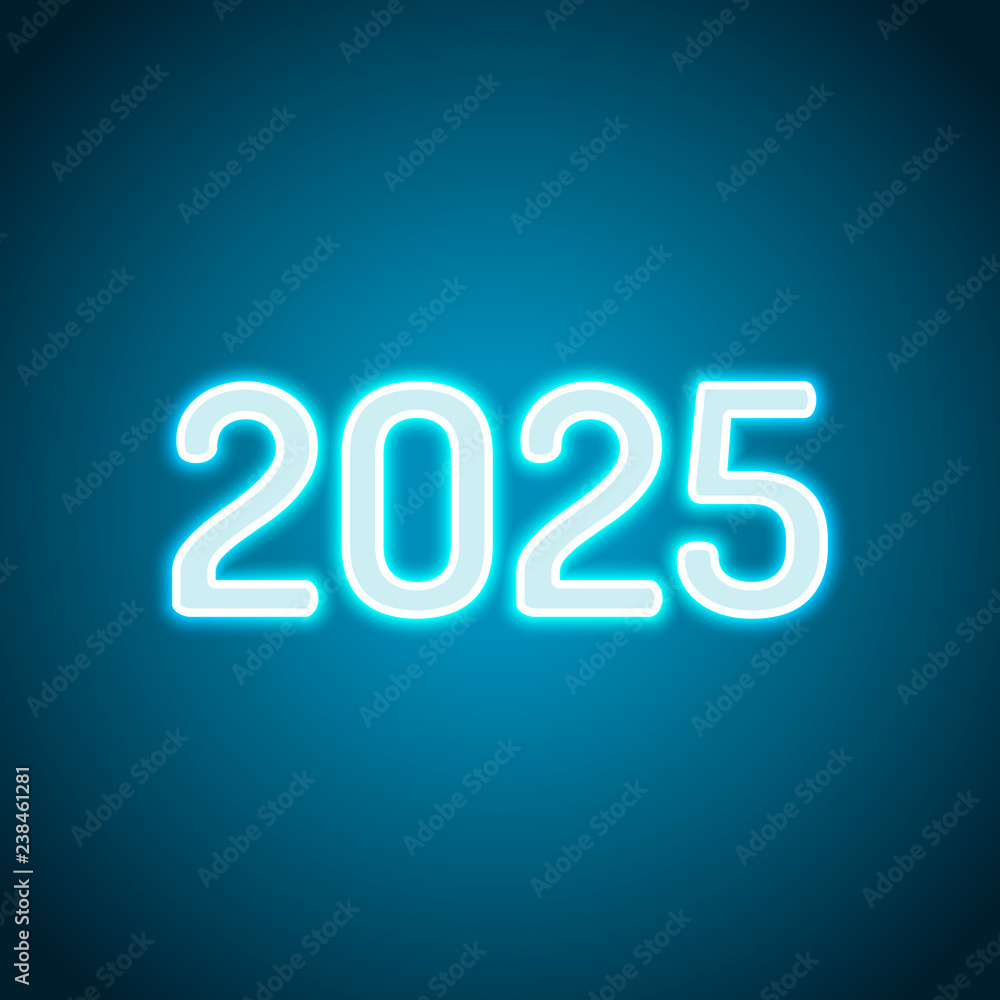 2025 number icon. Happy New Year. Neon style. Light decoration i 2025 number icon. Happy New Year. Neon style. Light decoration i