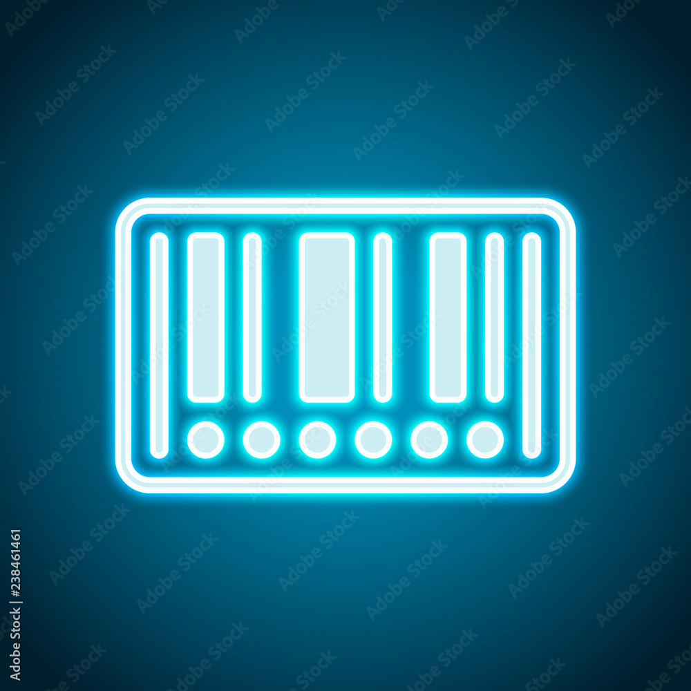 Barcode label icon. Circles instead of numbers. Neon style. Ligh Barcode label icon. Circles instead of numbers. Neon style. Ligh