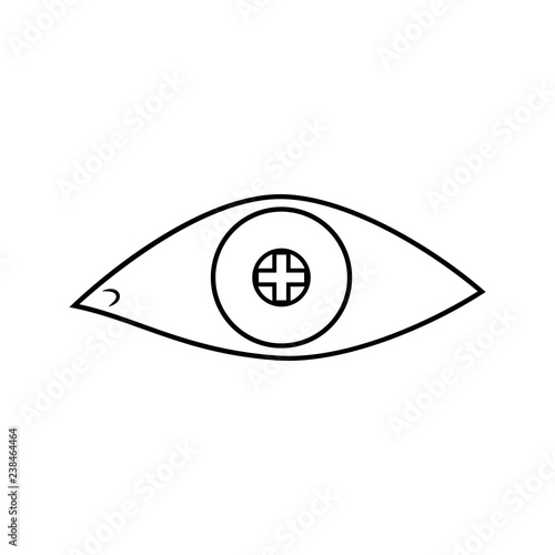 eye with farsightedness problems icon. Element of cyber security for mobile concept and web apps icon. Thin line icon for website design and development, app development