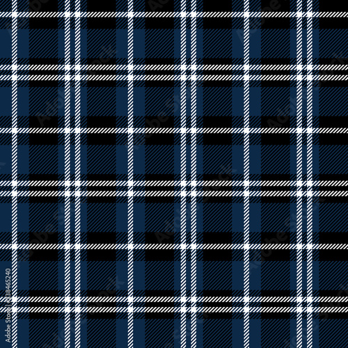 Winter Buffalo Plaid Seamless Pattern - Classic buffalo style plaid design in blue, black, and white