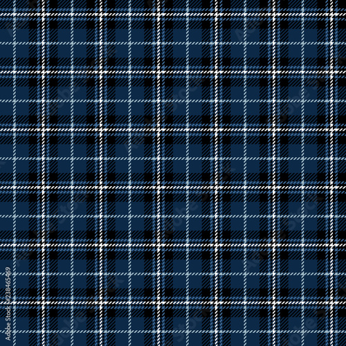 Winter Buffalo Plaid Seamless Pattern - Classic buffalo style plaid design in blue, black, and white