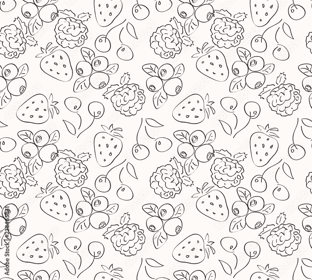 Berry fruit pattern, coloring page. Berry fruit pattern, coloring page.