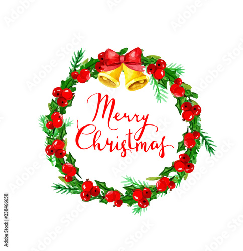 watercolor vector Christmas wreath