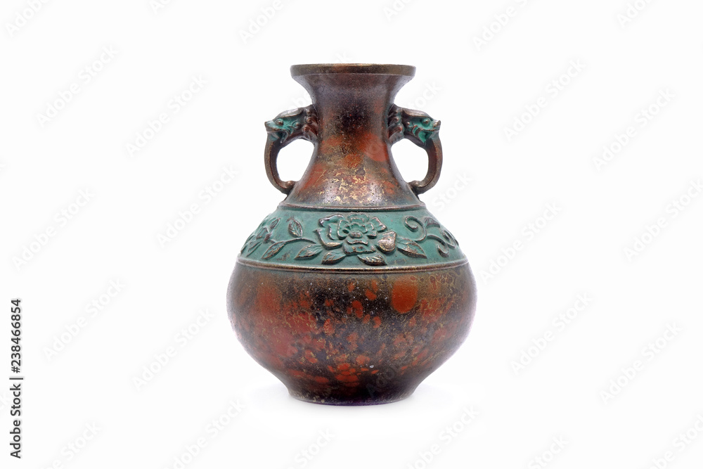 Antique Japanese vase isolated on white background