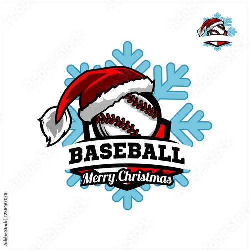 Canvas Print Baseball Santa Snow Flake Logo 01