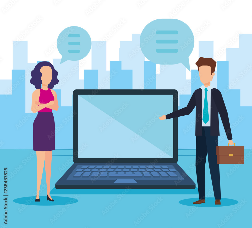 business couple with laptop business couple with laptop