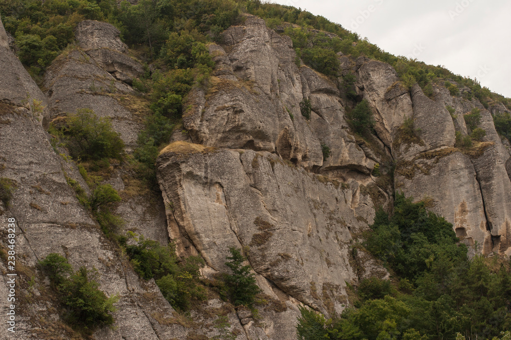 Tourist places in Europe. Landscapes of Bulgaria. The Balkan Mountains. The Madara Rider or Madara Horseman. National historical and archaeological reserve 