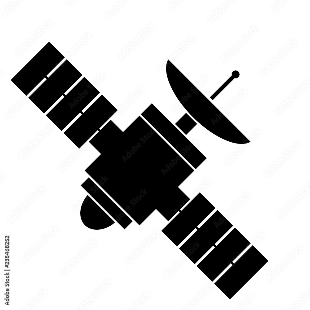 Space satellite icon on white. Space satellite icon on white.