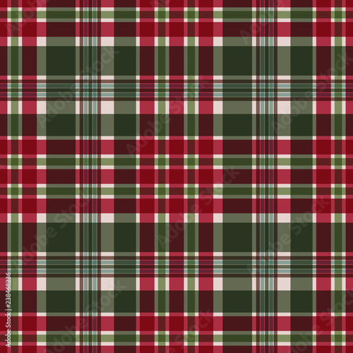 Red and Green Plaid Seamless Pattern - Festive plaid design in muted Christmas colors