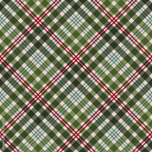 Red and Green Plaid Seamless Pattern - Festive plaid design in muted Christmas colors