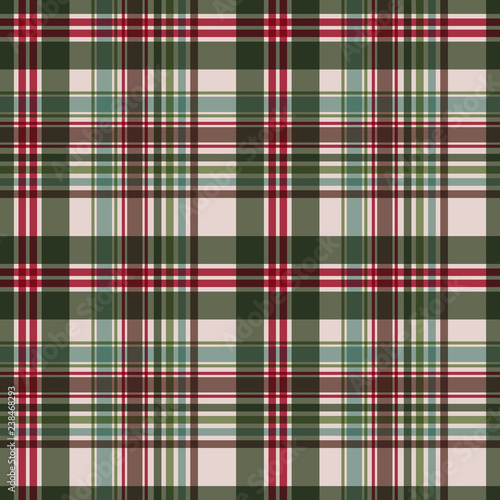 Red and Green Plaid Seamless Pattern - Festive plaid design in muted Christmas colors