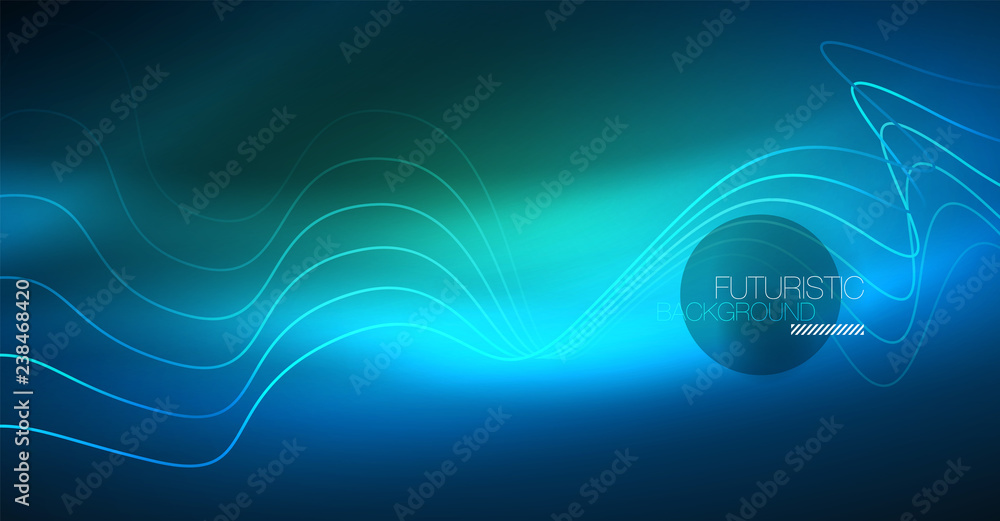 Glowing abstract wave on dark, shiny motion, Christmas and New Year magic space light. Techno abstract background Glowing abstract wave on dark, shiny motion, Christmas and New Year magic space light. Techno abstract background