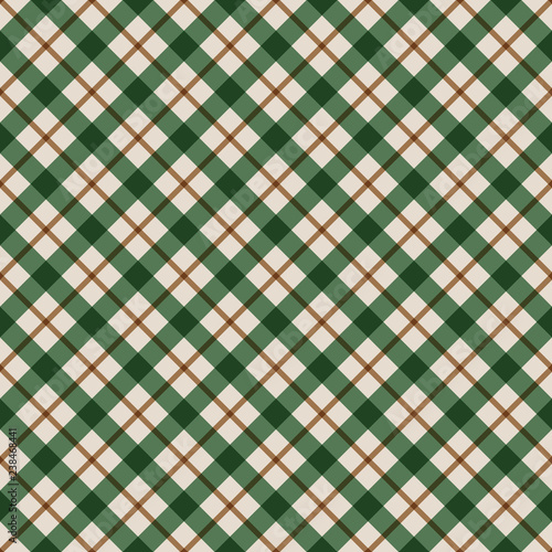 Green Plaid Seamless Pattern - Seasonal plaid design in vintage Christmas colors
