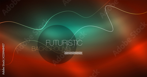 Neon lines wave background. Abstract composition