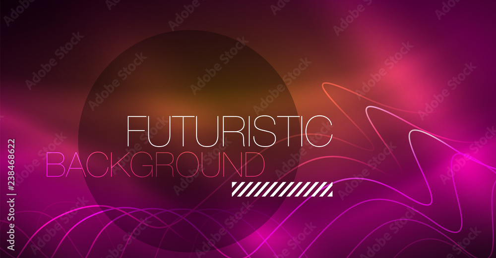 Abstract shiny glowinng color wave design element on dark background - science or technology concept Abstract shiny glowinng color wave design element on dark background - science or technology concept
