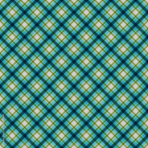 Green and Blue Plaid Seamless Pattern - Vibrant plaid design in bright colors for Christmas