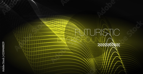 Neon lines wave background. Abstract composition