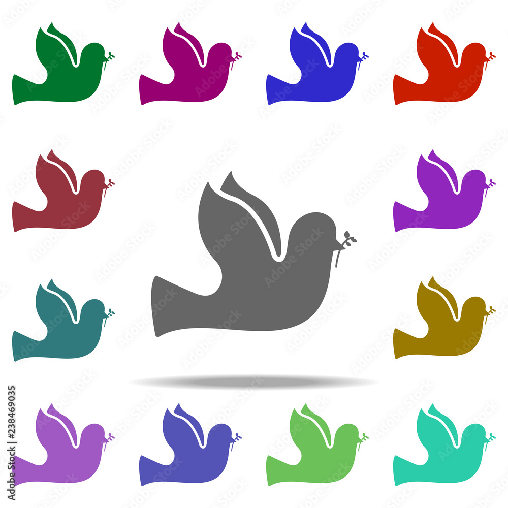 dove with a branch of world icon. Elements of Human Rights in multi color style icons. Simple icon for websites, web design, mobile app, info graphics