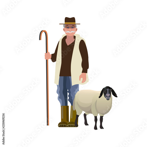 Shepherd with a sheep