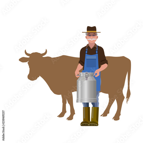 Farmer holding a milk churn