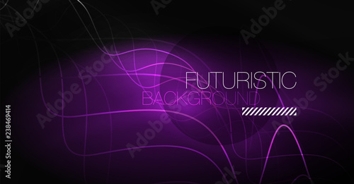 Neon lines wave background. Abstract composition