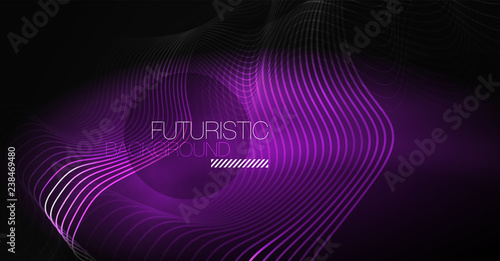 Neon lines wave background. Abstract composition