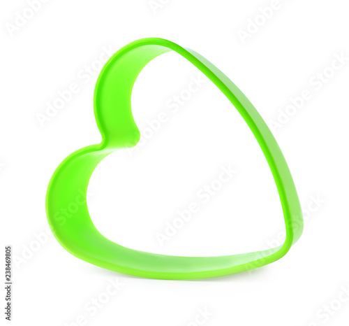 Heart shaped cookie cutter on white background