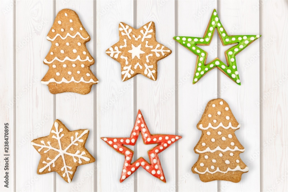 Christmas Ginger and Honey cookies on isolated white background Christmas Ginger and Honey cookies on isolated white background