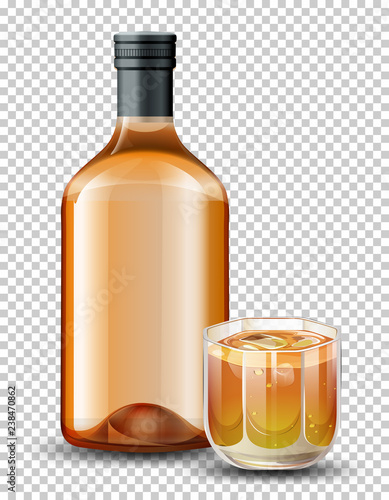 Bottle  and glass of whiskey